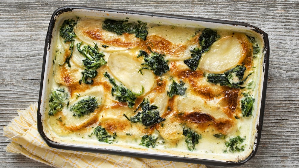 Gratin dauphinois aux épinards et au chèvre pas cher