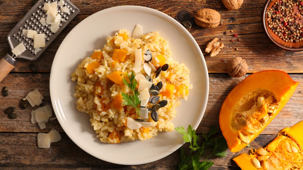 Risotto au potimarron et aux noisettes