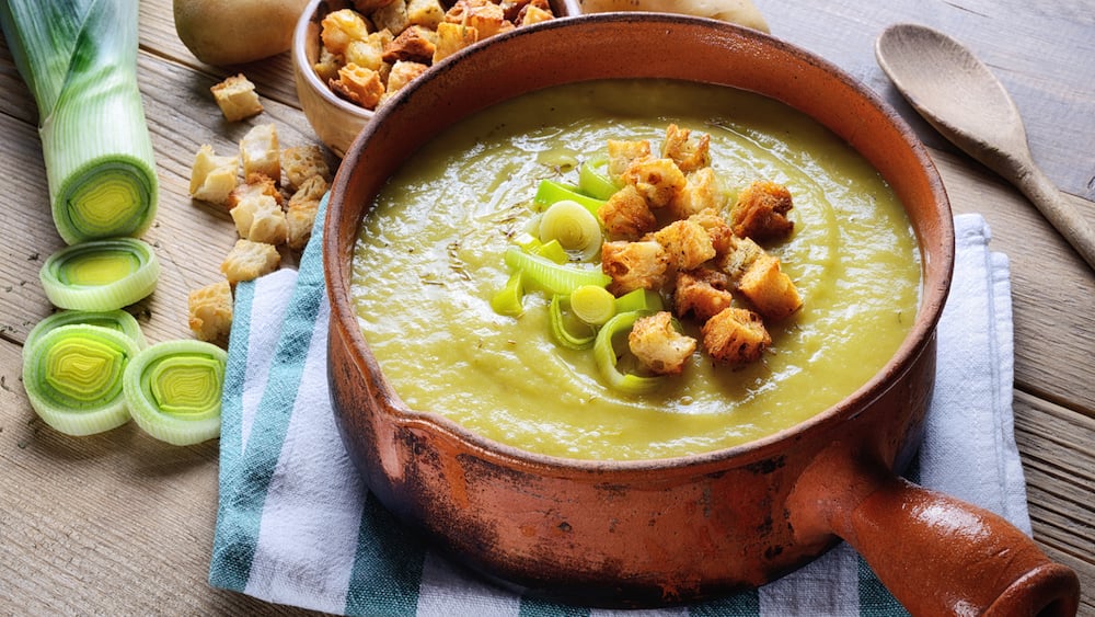 Soupe aux poireaux et au lait de coco