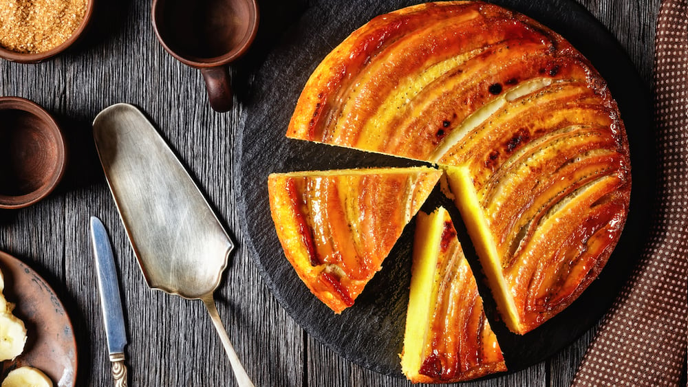 Gâteau renversé à la banane et au caramel