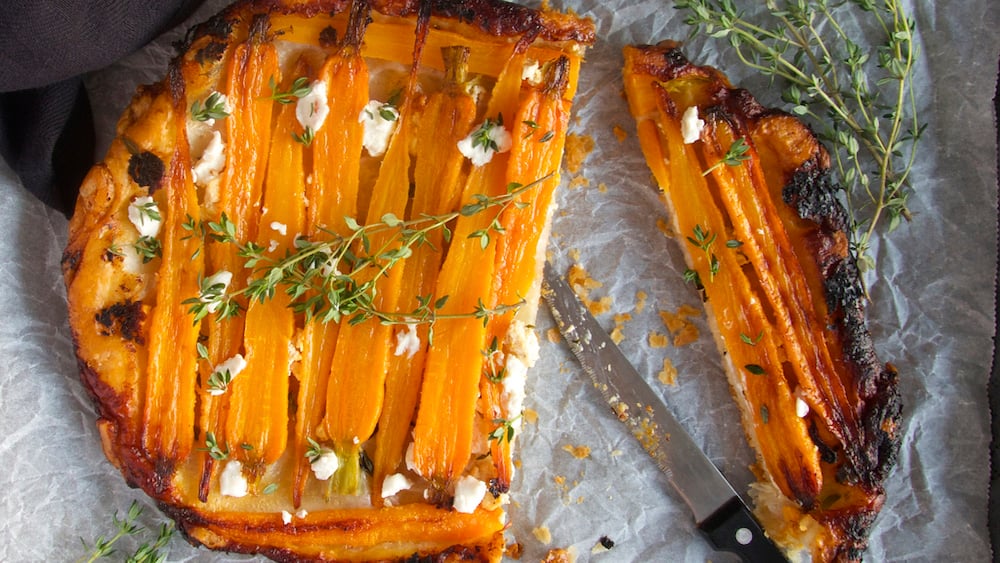 Tarte tatin aux carottes et à la feta