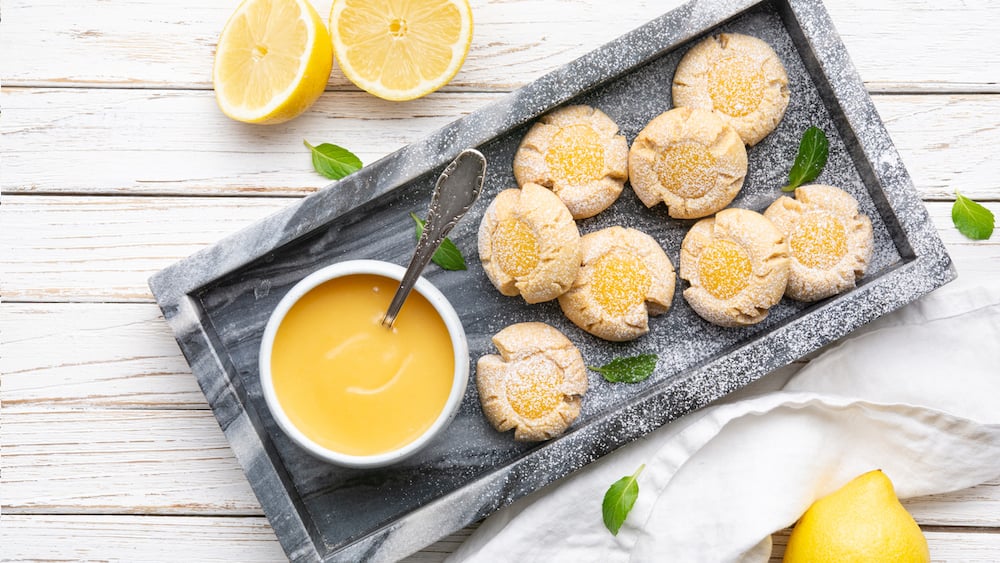 Crinkles cookies sans gluten au citron et lemon curd