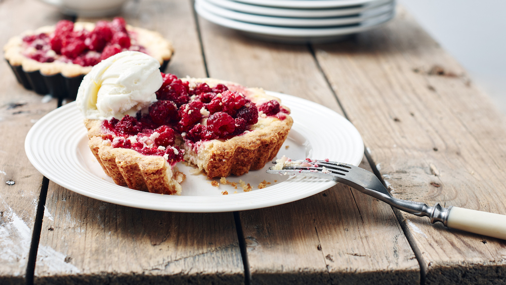 Tartelette à la framboise et crème pâtissière