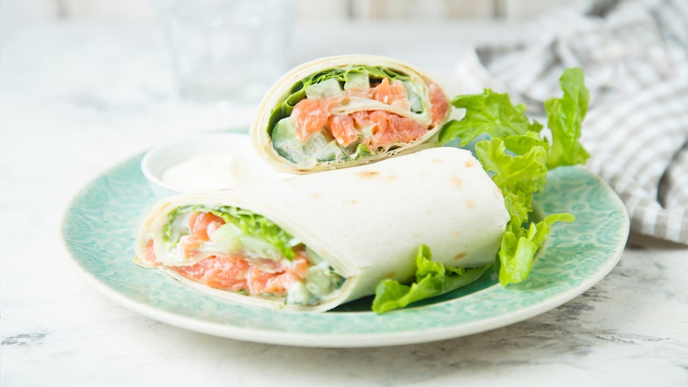 Wraps saumon, concombre, fromage frais