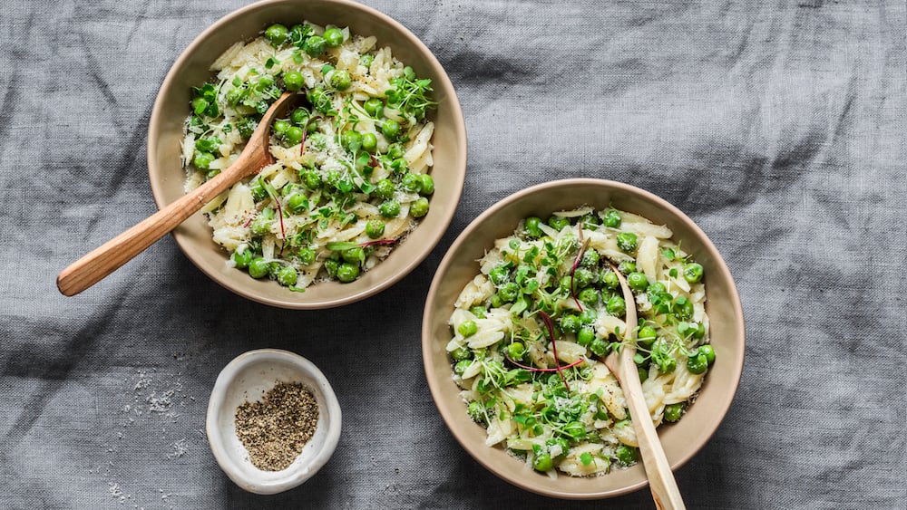 Risotto au cabillaud et petits pois