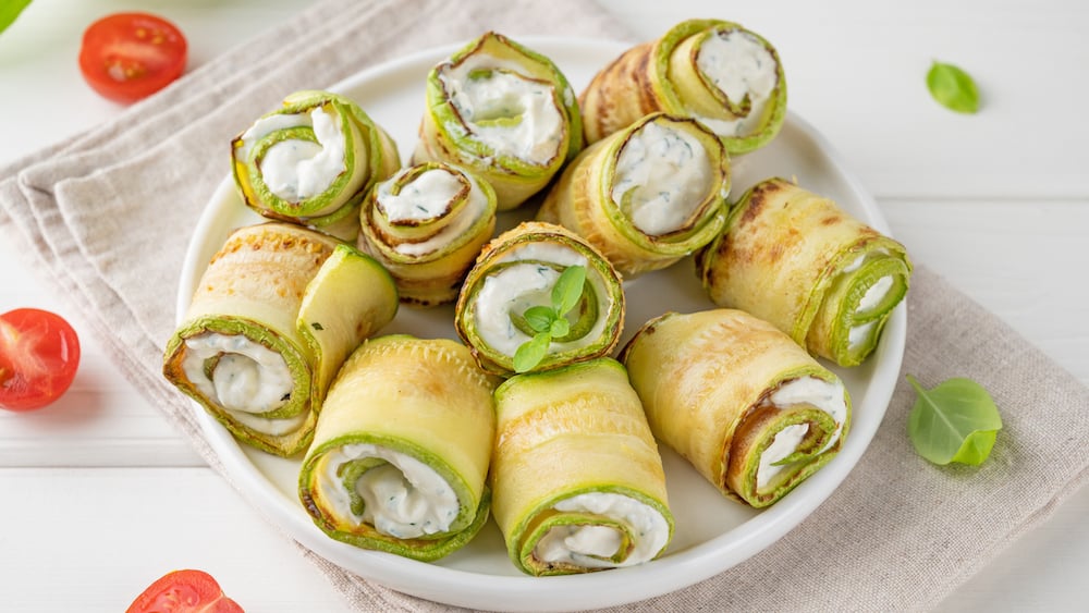 Rouleaux de courgettes au fromage frais