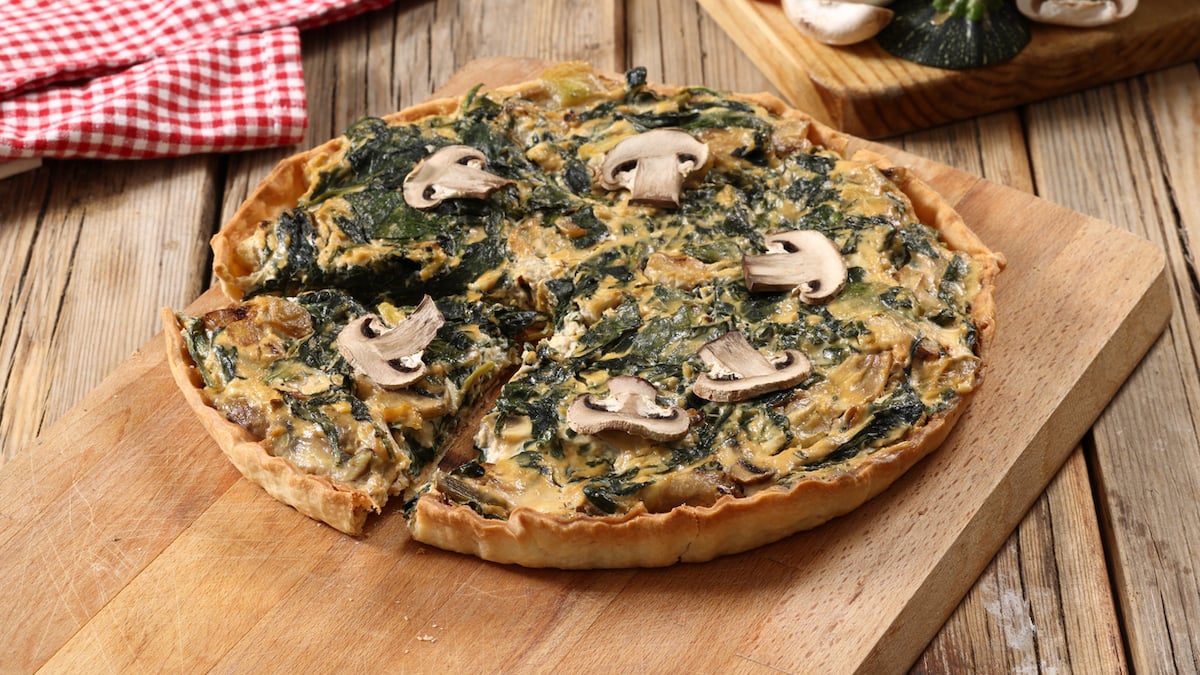 Quiche aux champignons et épinards pas chère