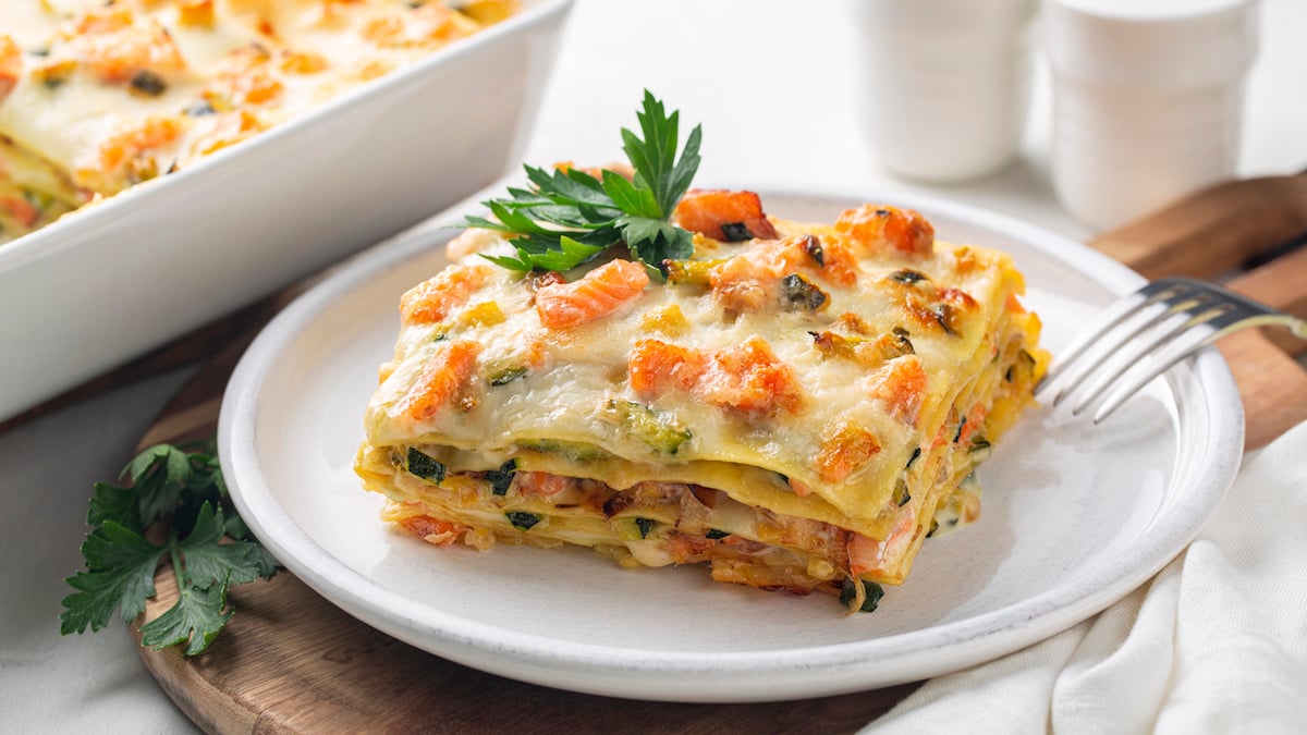 Lasagnes aux poireaux et au saumon