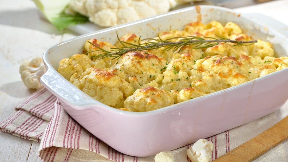 Gratin de chou-fleur, pommes de terre et poisson