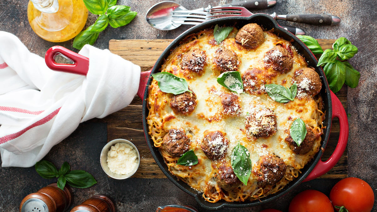 Gratin de spaghettis à la bolognaise