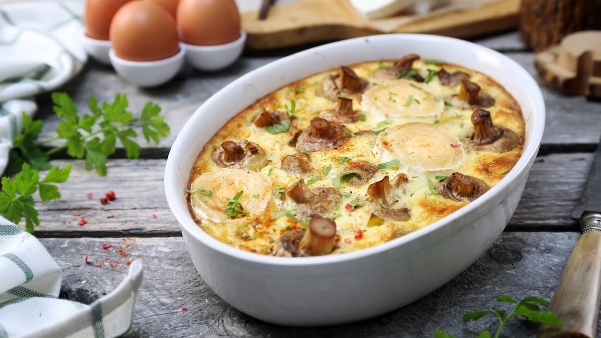 Clafoutis au potimarron, champignons et chèvre