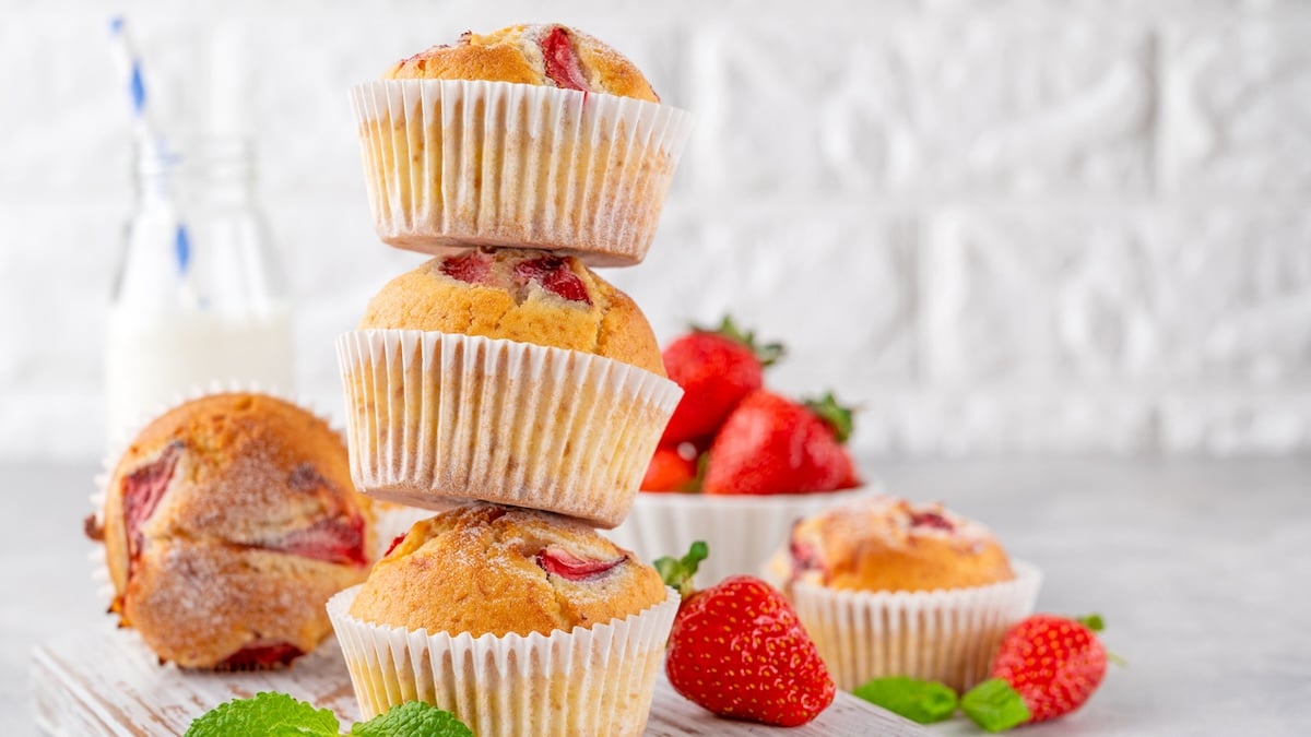 Muffins au yaourt et aux fraises