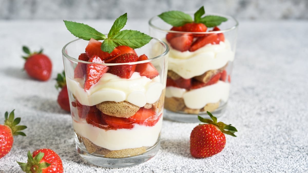 Tiramisu healthy aux fraises