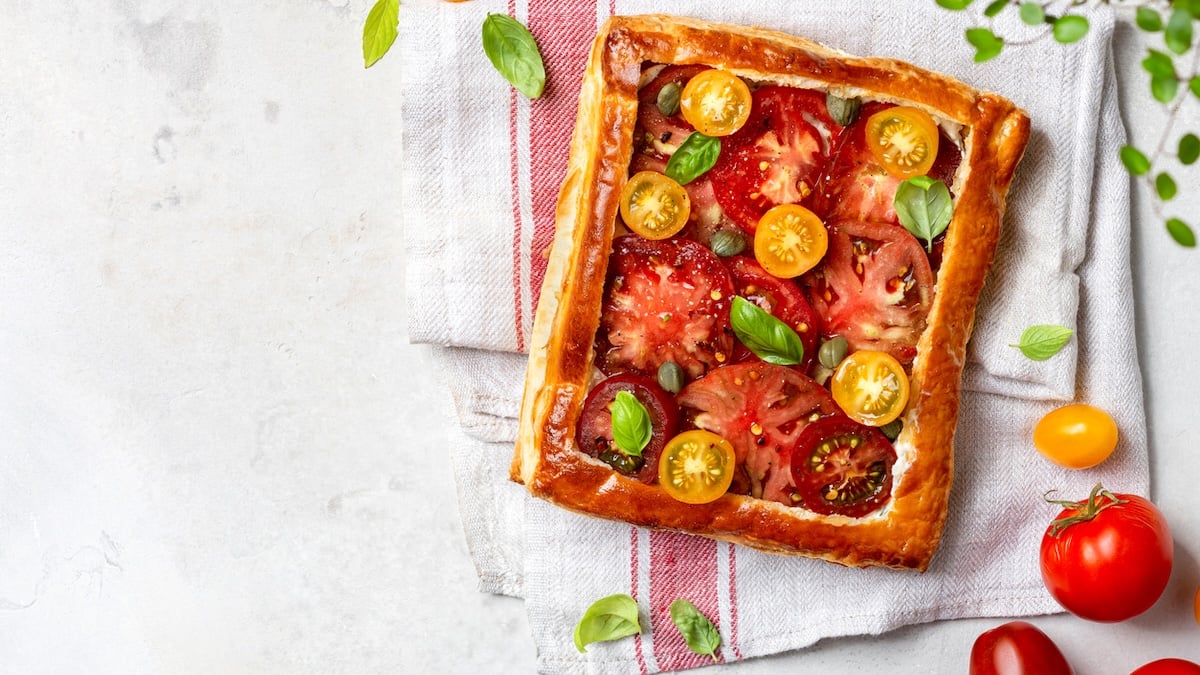 Tarte fine aux tomates multicolores