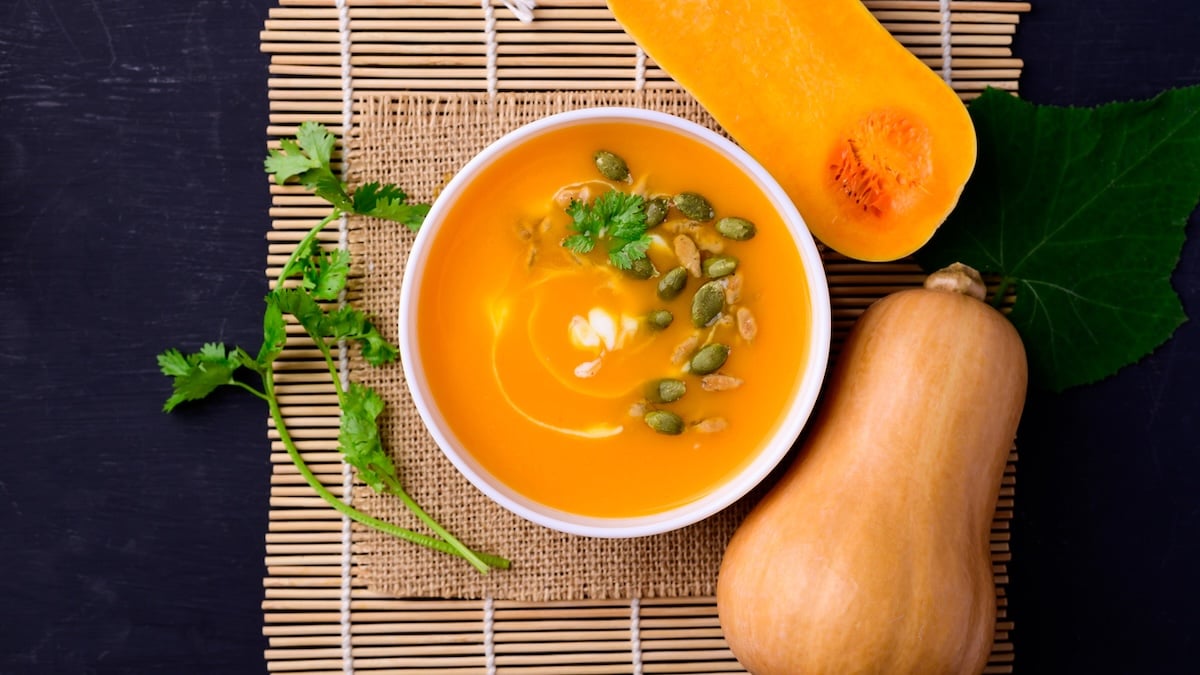 Velouté de courge butternut au lait de coco