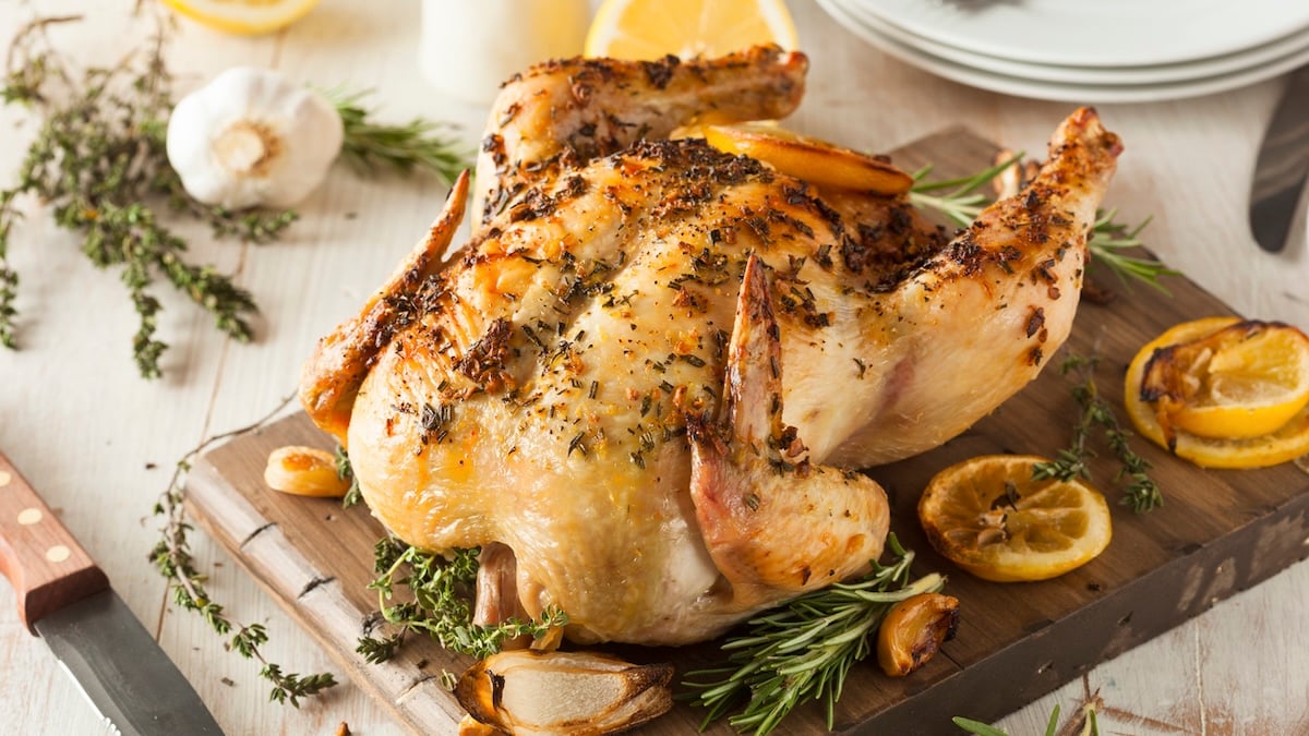 Poulet rôti aux 40 gousses d'ail et citron confit