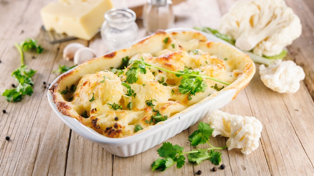 Gratin de chou-fleur à la béchamel et au comté