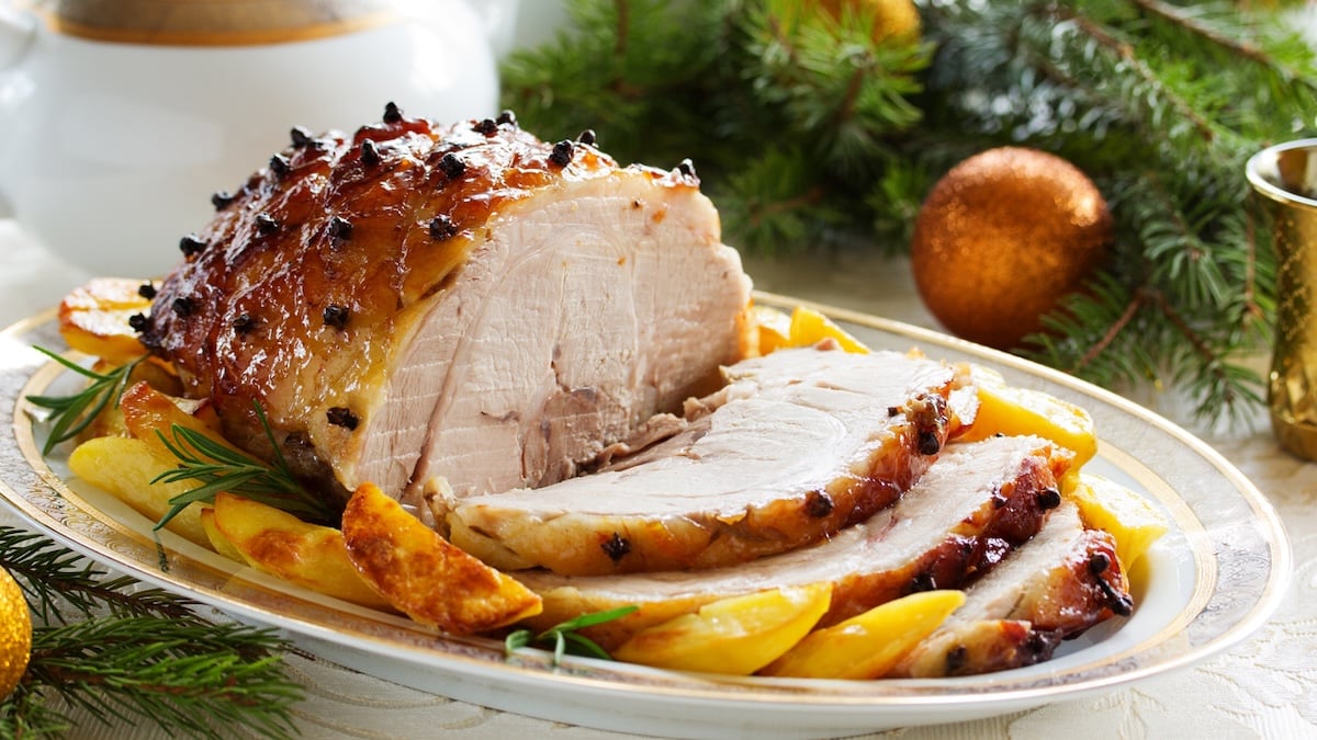 Rôti de porc au miel, moutarde et clémentines