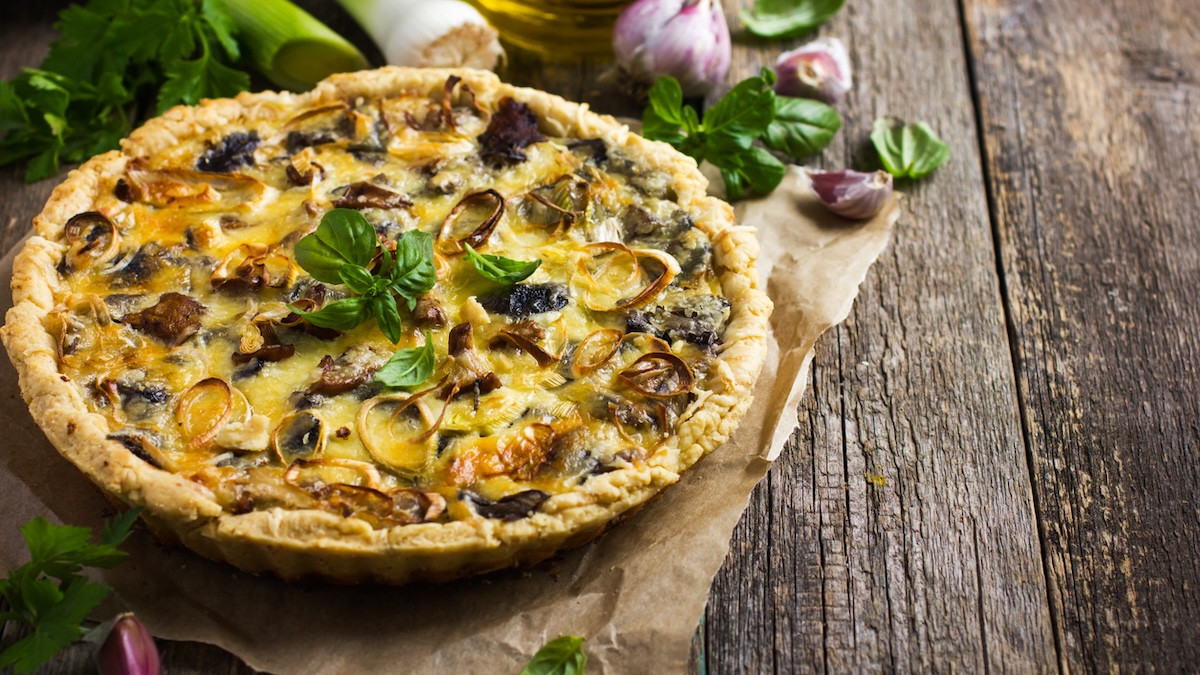 Tarte salée aux poireaux, chèvre et noix