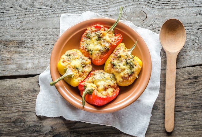 Poivrons farcis &agrave; la viande et au riz
