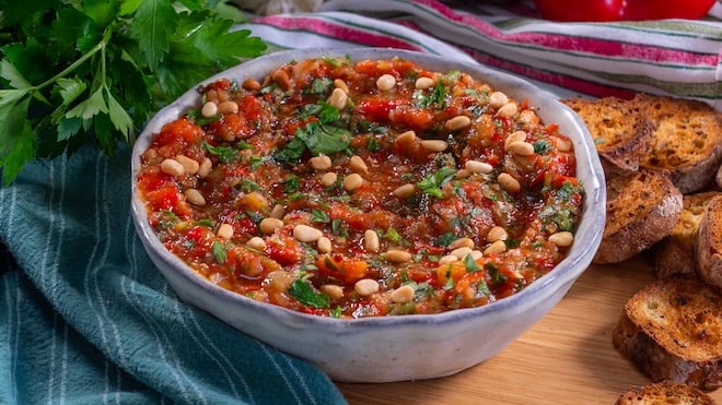 Tartinade d'aubergines et poivrons