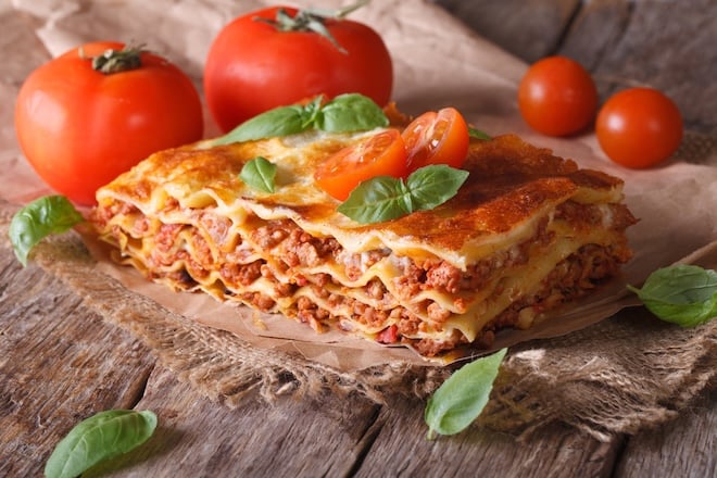 Lasagnes d'&eacute;t&eacute; aux poivrons et au poulet