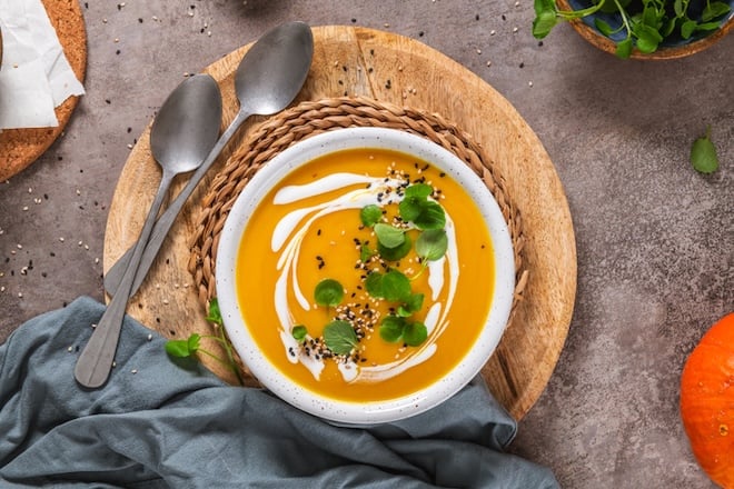 velout&eacute; de courge au lait de coco