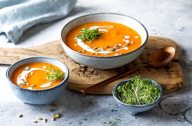 velouté de carottes et lait de coco