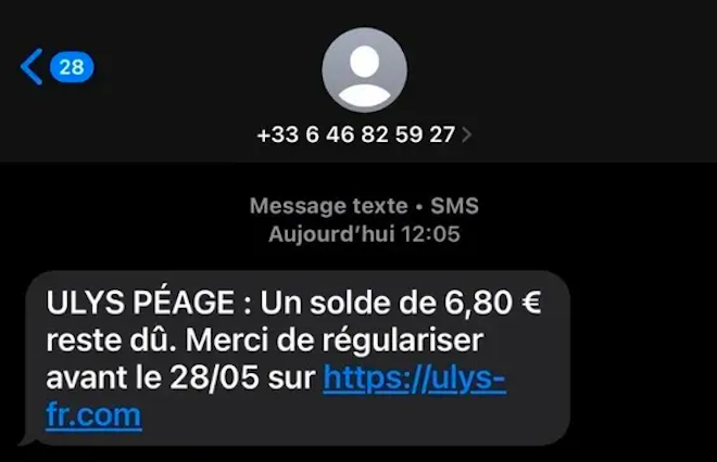 Un exemple de SMS frauduleux