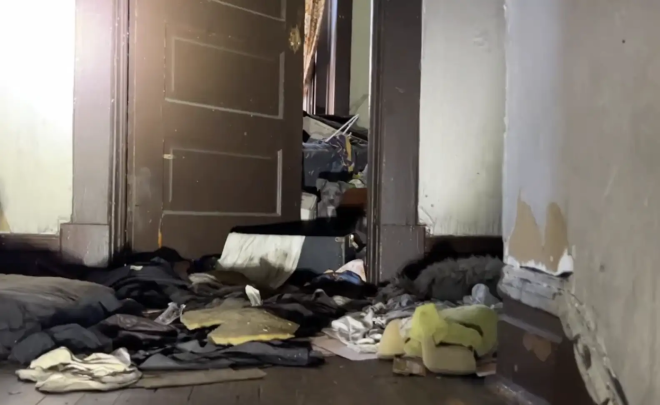 Un chiot dans la maison abandonnée