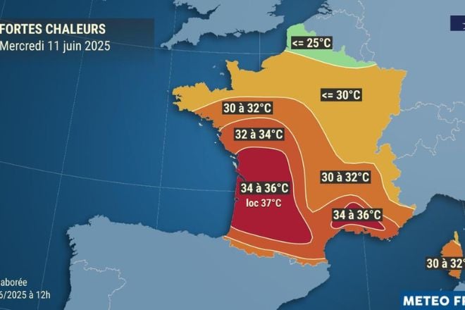 Températures ce 11 juin 2025