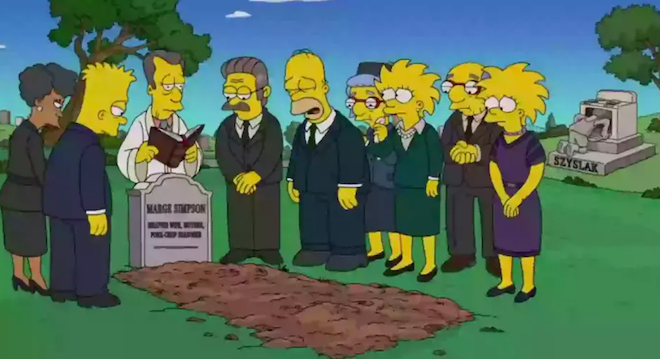 La famille Simpson à l'enterrement de Marge