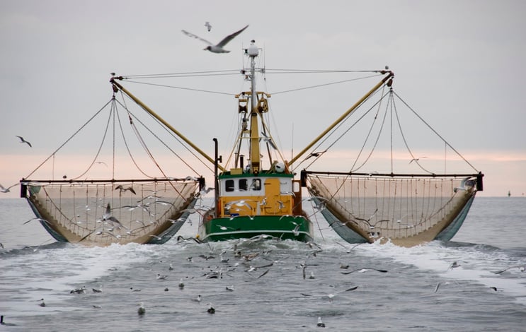 Un bateau de pêche en mer