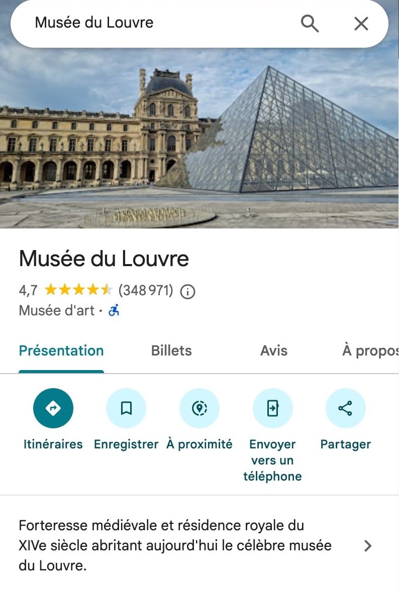 Capture d'écran Google Maps