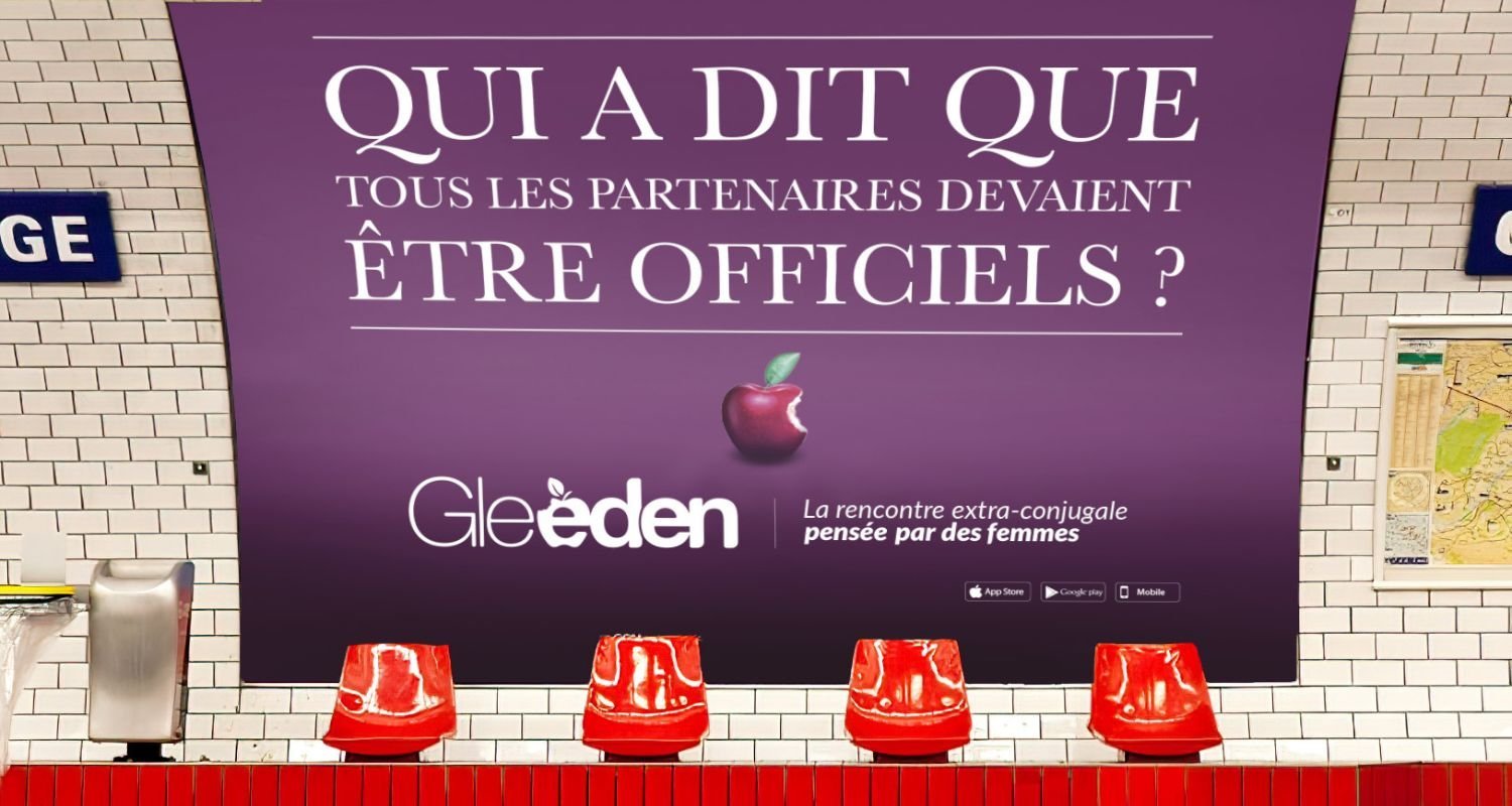 Campagne de publicité du site Gleeden, dans le métro de Paris