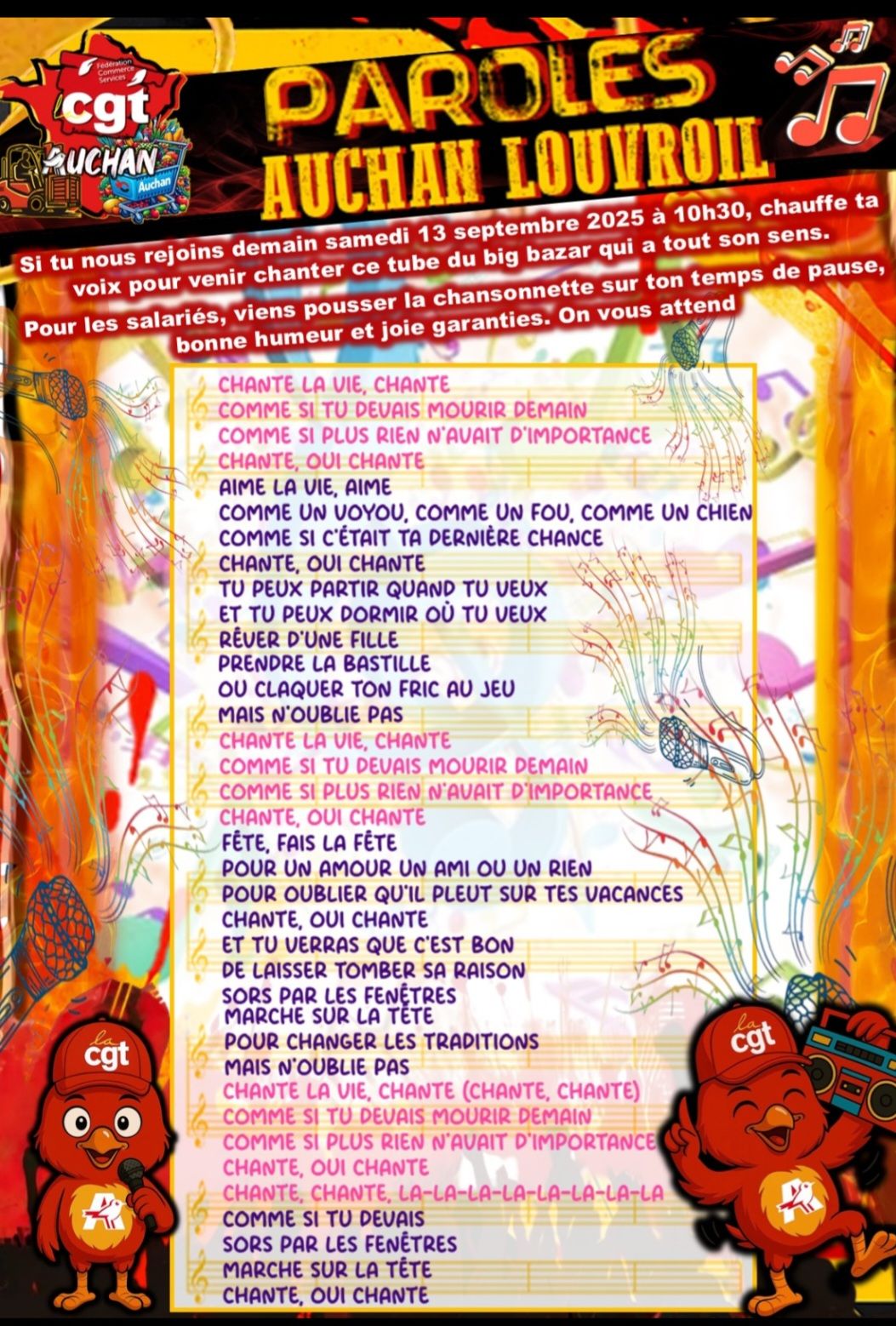 Les paroles de la chanson de la chorale