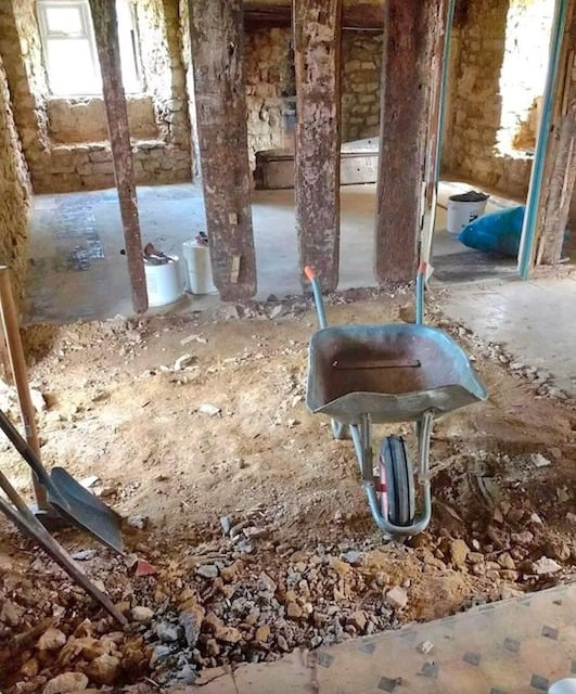 La cuisine du cottage pendant les travaux de rénovation