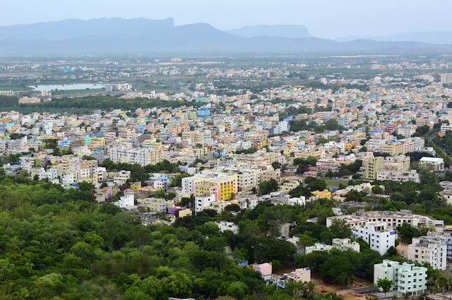 Vue aérienne sur le district de Tirupati,