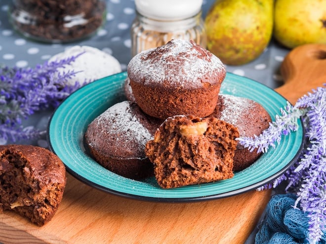Muffins aux poires et au chocolat