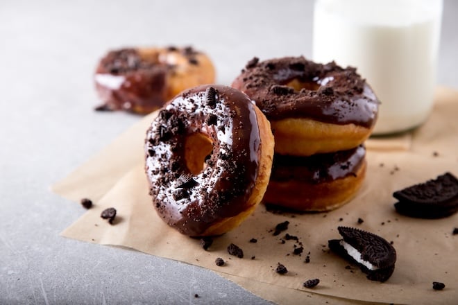 Donuts au four napp&eacute;s de chocolat