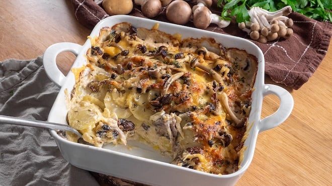 gratin de pommes de terre et champignons