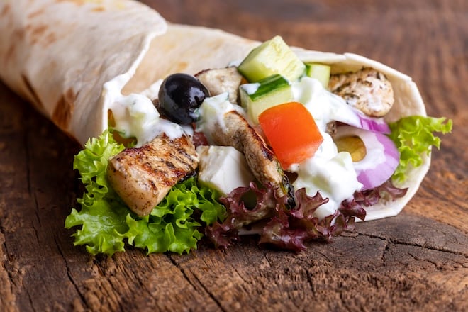 wrap au poulet et crudités