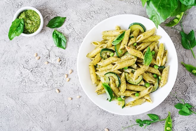 pâtes au pesto de courgettes