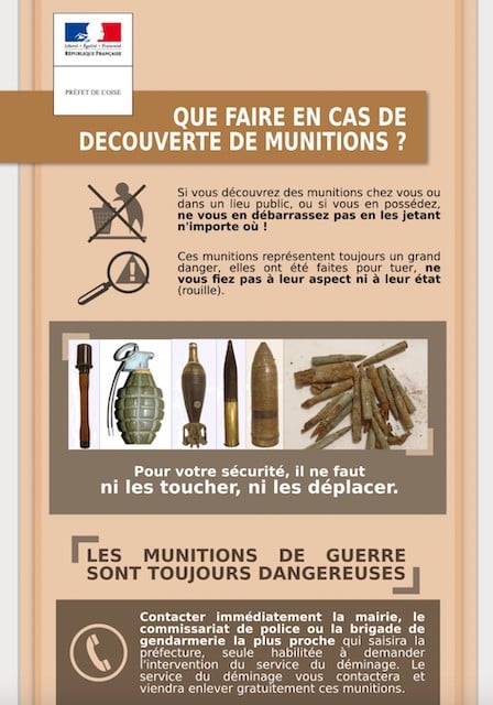 Recommandations à suivre en cas de découverte de munitions
