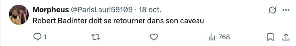 Capture d'écran d'un message posté sur le réseau social X