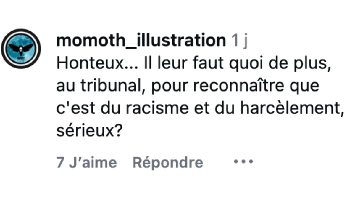 Capture d'&eacute;cran d'un commentaire publi&eacute; sur Instagram