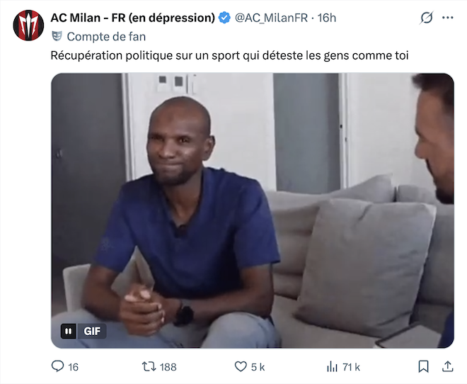 Capture d'&eacute;cran d'un message post&eacute; sur X