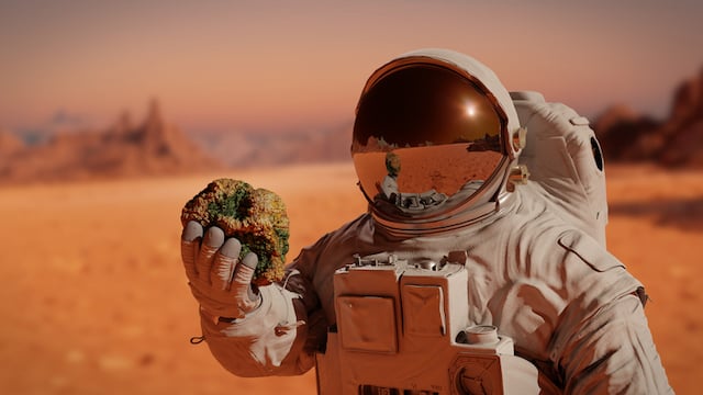 Illustration imaginant un astronaute sur Mars