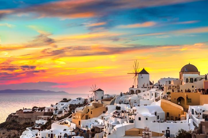 Un coucher de soleil sur Santorin