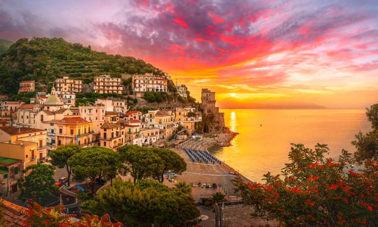 Un coucher de soleil sur la c&ocirc;te amalfitaine